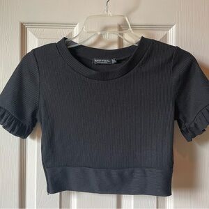 Nasty Gal Black Ribbed Crop Top